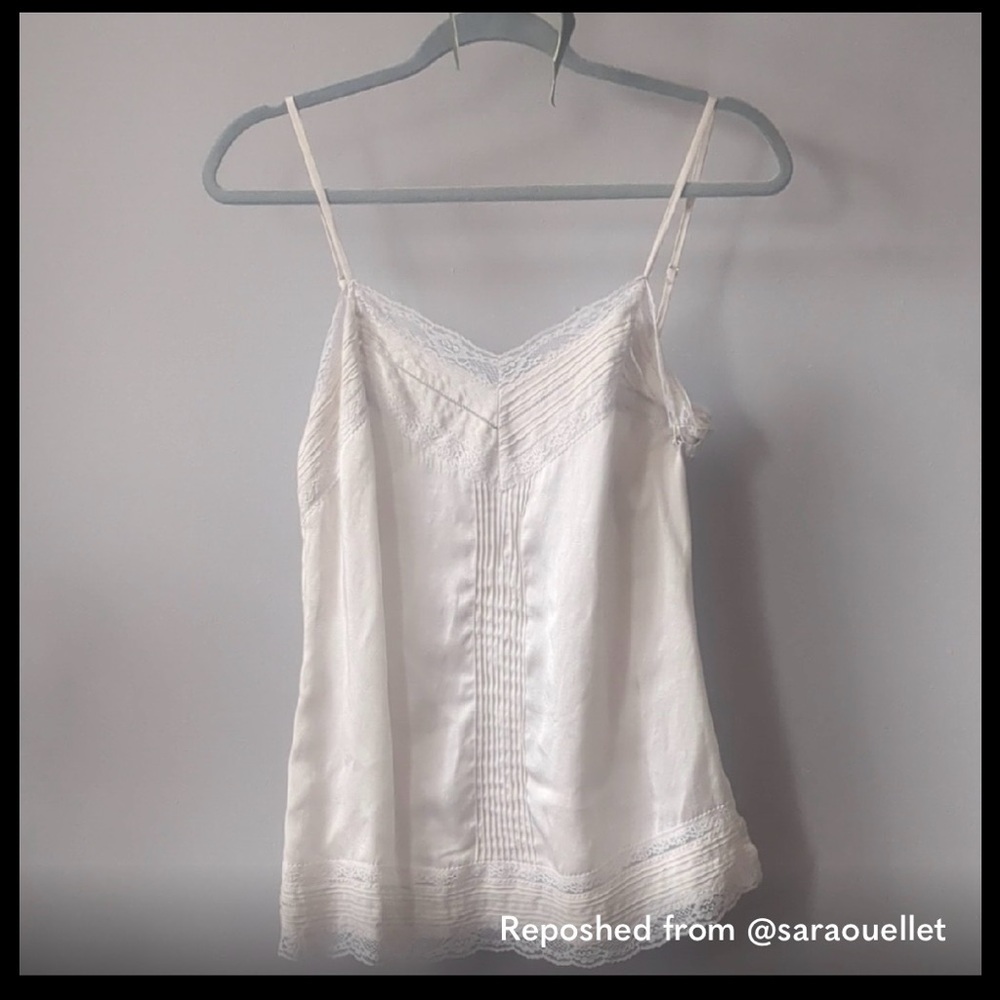 White House Black Market Cream Lace Trim Camisole